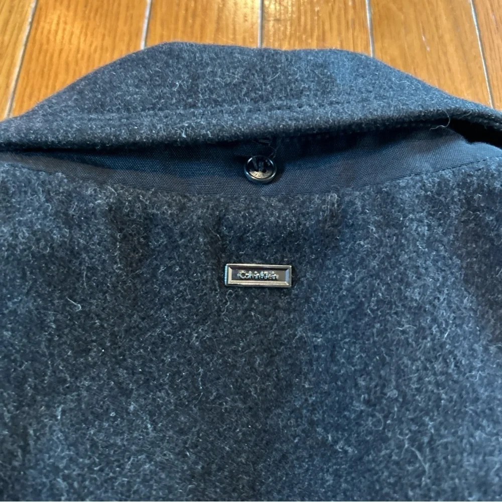 CALVIN KLEIN Peacoat Jacket Full Zip Collared Neck Lined Charcoal Gray Mens XL